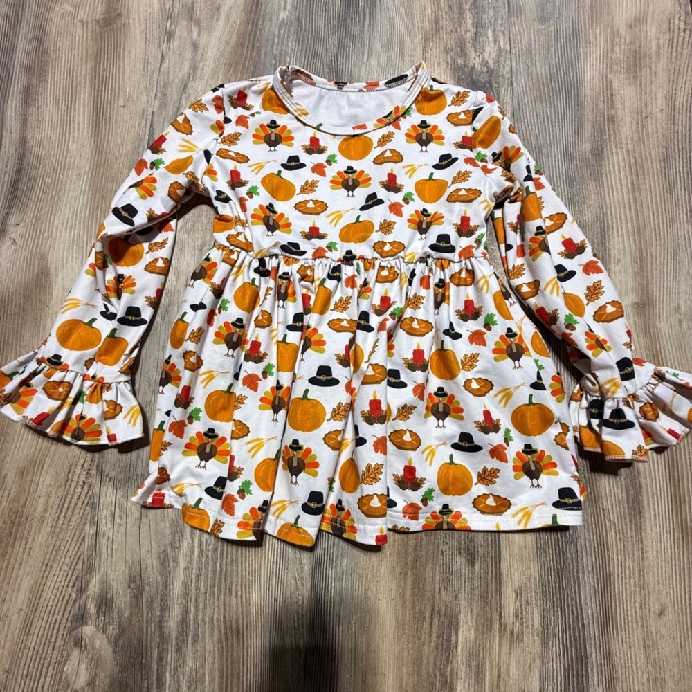 Peplum Top White Thanksgiving Turkey Pumpkin Whimsical
